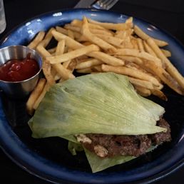 Lamb burger on a lettuce bun