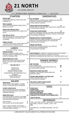 Menu photo 3 21 North Eatery & Cellar Martinsville, IN Menu photo 3 21 North Eatery & Cellar Martinsville, IN
