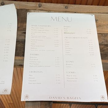 David's Bagels - menu - Bagels Near Me - Pacifica, California