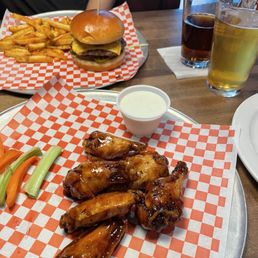Teriyaki wings and burger Teriyaki wings and burger