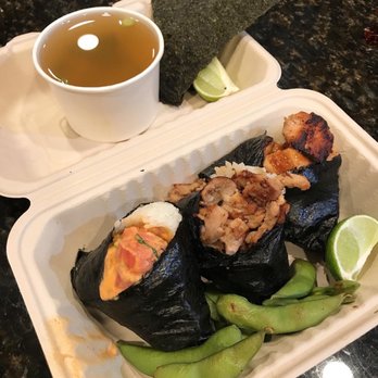 Oori Triangles - Miso soup with spicy ahi tuna, chicken teriyaki and grilled salmon - Japanese Near Me - Albany, California Oori Triangles - Miso soup with spicy ahi tuna, chicken teriyaki and grilled salmon - Japanese Near Me - Albany, California