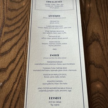 Simonette - Dine LA Lunch Menu - with different amount of choices for appetizers and Mains, as compared to online menu for event - French Near Me - Culver City, California Simonette - Dine LA Lunch Menu - with different amount of choices for appetizers and Mains, as compared to online menu for event - French Near Me - Culver City, California