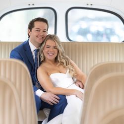 Lowcountry Valet - Bride and Groom in the back of the bus
