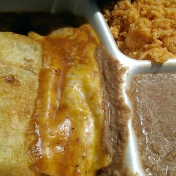 Mara's Grill - The lunch special $6.95. Beef enchilada, beef chimichanga, rice, beans and sour creme. - Mexican Near Me - Milwaukee, Wisconsin