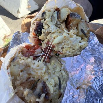 LA Breakfast Burritos - Sausage and eggs breakfast burrito with pico and grilled onions and peppers. - Breakfast & Brunch Near Me - LA , California