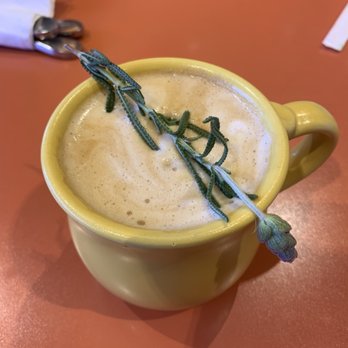 Snooze, an A.M. Eatery - Lavender Latte (with Almond Milk) - Breakfast & Brunch Near Me - Addison, Texas
