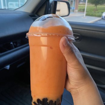 Sweet Stop - Strawberry mango smoothie with Boba - Desserts Near Me - Geneva, Illinois