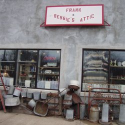 Frank & Bessie's Attic - Main sign and front display windows.