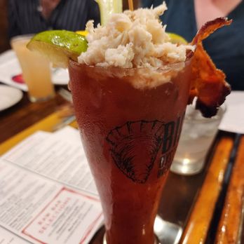 Claws Seafood House - Rehoboth Beach - Amazing Bloody Mary -- with crab, bacon and three olives! - Seafood Near Me - Rehoboth Beach, Delaware