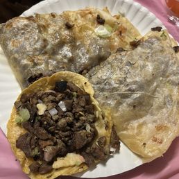 Supposed to be cheese and beef quesadilla and beef taco. Supposed to be cheese and beef quesadilla and beef taco.
