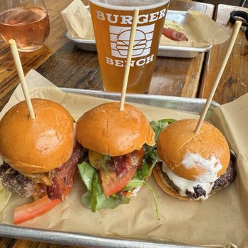 Burger Bench - Selected sliders and a nice cold drink from their tap - American Near Me - Escondido, California Burger Bench - Selected sliders and a nice cold drink from their tap - American Near Me - Escondido, California