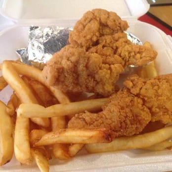 Cook Out - 3 piece chicken strip "tray" it comes with a choice of 2 sides... I chose a wrap and fries. - Fast Food Near Me - Lexington, Kentucky Cook Out - 3 piece chicken strip "tray" it comes with a choice of 2 sides... I chose a wrap and fries. - Fast Food Near Me - Lexington, Kentucky