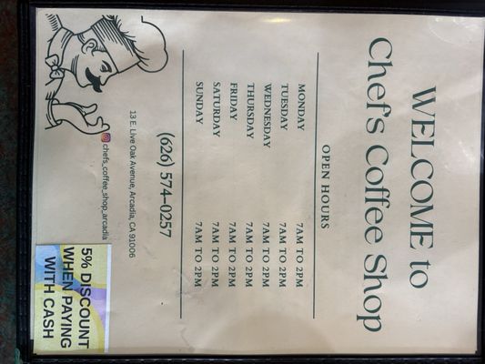 Menu photo 2 Chef's Coffee Shop Arcadia, CA