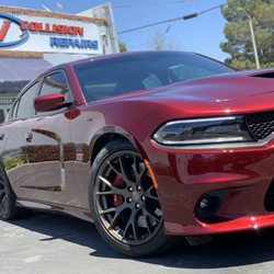 AV Collision Repairs - Sand and wind damage repairs on this beautiful 2018 Dodge Charger SRT. It was a complete repaint and was ALL covered by their insurance!