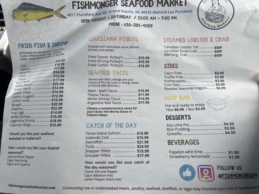Menu photo 1 Fishmongers Seafood Market Grand Rapids, MI Menu photo 1 Fishmongers Seafood Market Grand Rapids, MI