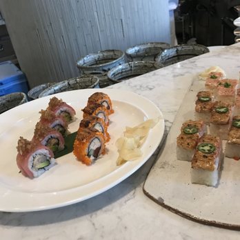 Miku - Miku Roll and Pressed Sushi (Salmon and Ebi) - Japanese Near Me - Toronto, Ontario Miku - Miku Roll and Pressed Sushi (Salmon and Ebi) - Japanese Near Me - Toronto, Ontario