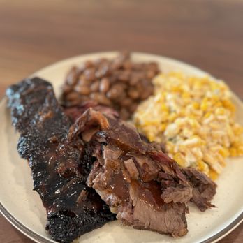 Holy Smokes BBQ - Brisket, pork rib, jalapeno corn and pinto beans - Barbeque Near Me - Spicewood, Texas Holy Smokes BBQ - Brisket, pork rib, jalapeno corn and pinto beans - Barbeque Near Me - Spicewood, Texas