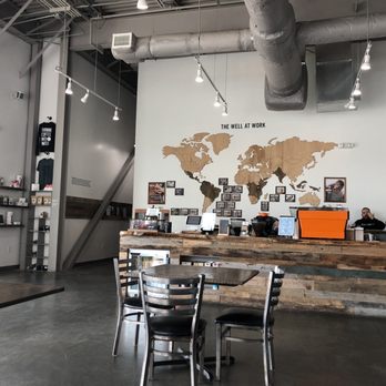 The Well Coffeehouse - a map of the world on the wall - Coffee & Tea Near Me - Nashville, Tennessee