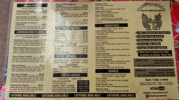 Menu photo 6 Tacomiendo Culver City, CA