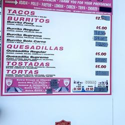 Keyes Tacos El Hidaguense 21 - Menu 2024. I always get the asada burrito (regular or supreme depending if you want crema) & Al pastor tacos