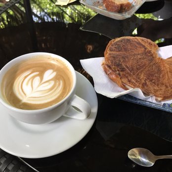 Cafe Prieto - Caffe Latte with croissant - Cafes Near Me - Cidra, Puerto Rico