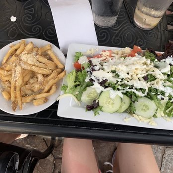 Hops Burger Bar - Garden salad with truffle fries - Burgers Near Me - Greensboro, North Carolina Hops Burger Bar - Garden salad with truffle fries - Burgers Near Me - Greensboro, North Carolina
