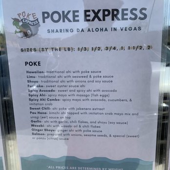 Poke Express - New curbside menu, phone in orders only (May 3) - Poke Near Me - Henderson, Nevada