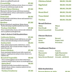 Jake's Cafe & Catering - Menu
