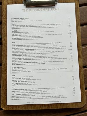 Menu photo 2 Devonshire Arms London, XGL Menu photo 2 Devonshire Arms London, XGL
