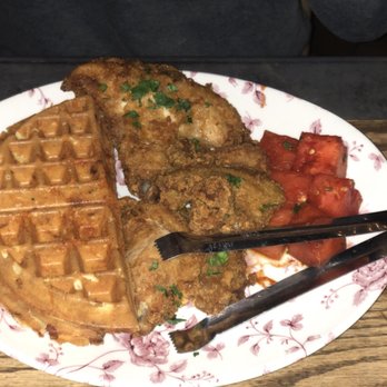 Yardbird - Chicken & waffles with nicely seasoned watermelon. Chili powder, cayenne, and something else. She loved it. - Southern Near Me - Las Vegas, Nevada