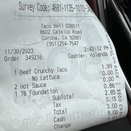 If you order a taco with no lettuce BEWARE you'll get a Taco with barely no cheese If you order a taco with no lettuce BEWARE you'll get a Taco with barely no cheese