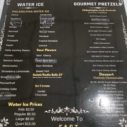 F A S T Water Ice Cafe - Menu