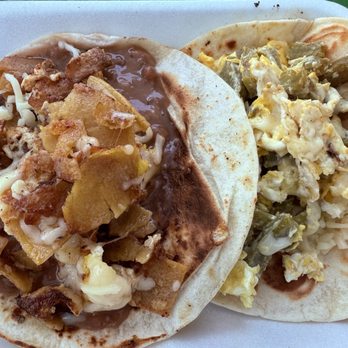 Tacos Guerrero - Migas taco + nopales, egg & cheese - delicious! - Mexican Near Me - Austin, Texas