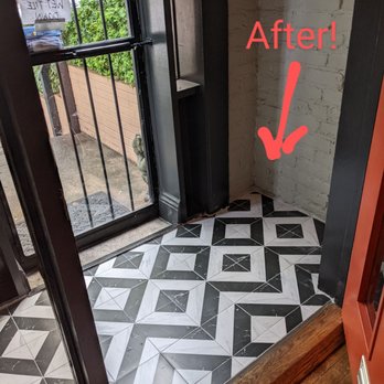 Neres Tile - AFTER: Clean installation, near perfect tile cuts, and perfect grouting. - Tiling Near Me - Henrico, Virginia Neres Tile - AFTER: Clean installation, near perfect tile cuts, and perfect grouting. - Tiling Near Me - Henrico, Virginia