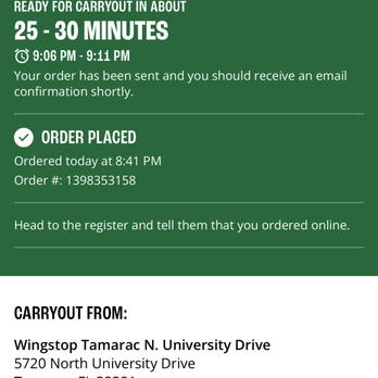 Wingstop - Proof of Bait-n-Switch Delivery then FORCED to pick up food - Chicken Wings Near Me - Tamarac, Florida Wingstop - Proof of Bait-n-Switch Delivery then FORCED to pick up food - Chicken Wings Near Me - Tamarac, Florida