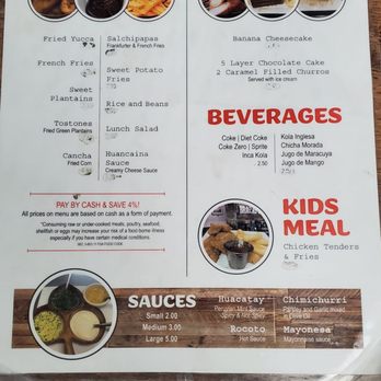 Brazas Chicken Peruvian Food - Menu - Peruvian Near Me - St. Augustine, Florida