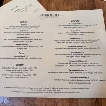 Agrodolce Osteria - Menu - Sicilian Near Me - Berkeley, California Agrodolce Osteria - Menu - Sicilian Near Me - Berkeley, California