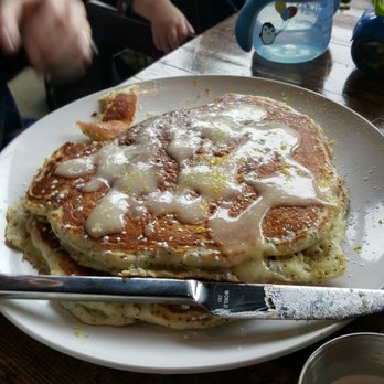 Grey Ghost - Poppy seed pancakes at brunch. Great flavor, but I'd likely not order this in the future, as the other dishes seemed better - American Near Me - Detroit, Michigan