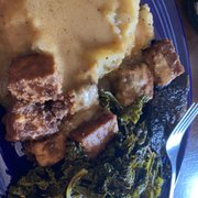 Photo of Rosetta's Kitchen & The Buchi Bar - Asheville, NC, United States. Peanut tofu, kale and mashed potatoes