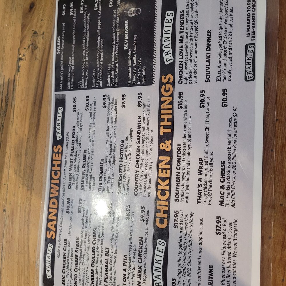 Frankie's - Menu - Breakfast & Brunch Near Me - Toronto, Ontario