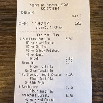 Torchy's Tacos - Final bill - Tacos Near Me - Nashville, Tennessee Torchy's Tacos - Final bill - Tacos Near Me - Nashville, Tennessee