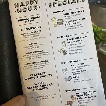 The Duck Dive - Happy hour menu - Sports Bars Near Me - San Diego, California