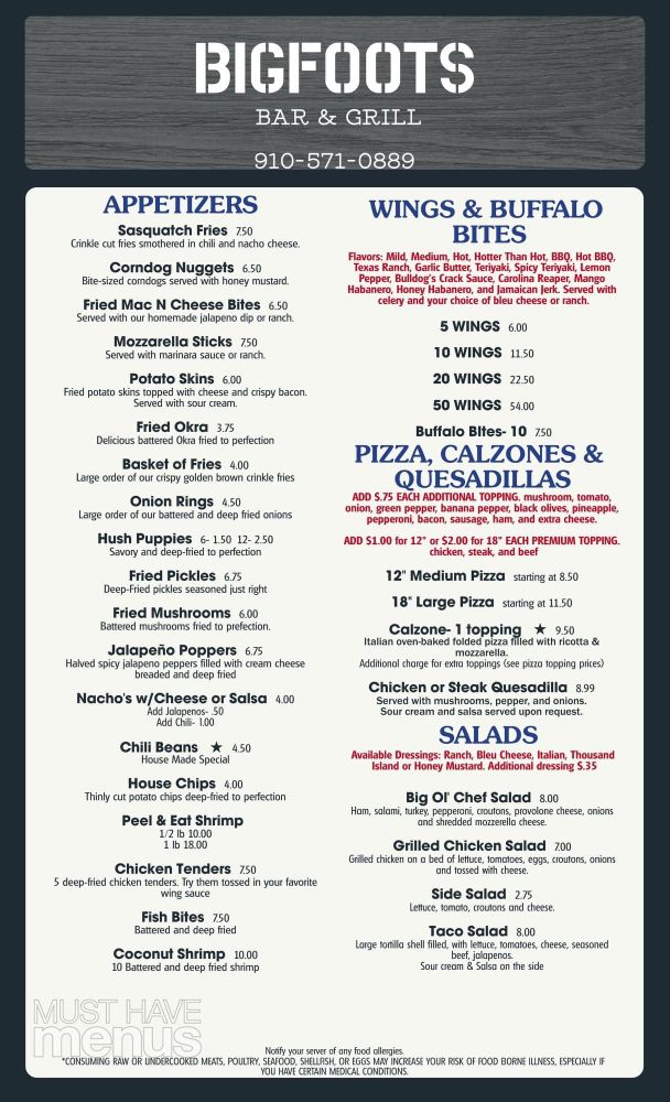 BIGFOOT’S BAR AND GRILL 3079 NC109, Troy, NC Yelp