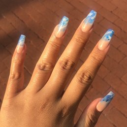Marble acrylics with blue foil Marble acrylics with blue foil