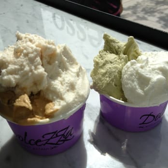 Dolcezza - Pistachio, Thai coconut milk, cinnamon Sumatra, banana and salted caramel. - Gelato Near Me - Fairfax, Virginia