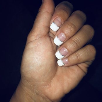 Sunrise Nails - Gel French tips with extra thick tips, silver line, and pink tint. - Nail Salons Near Me - Richfield, Minnesota Sunrise Nails - Gel French tips with extra thick tips, silver line, and pink tint. - Nail Salons Near Me - Richfield, Minnesota