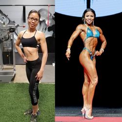 Team Zero Gravity Fitness - Before and After of our client Angel. She won her first show in figure and the Overall Sword.