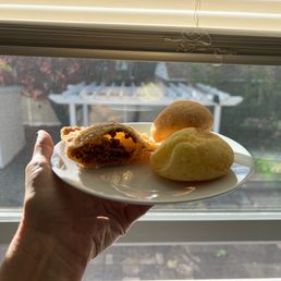 Not the best picture, I get it, but these are the beef pastel and the cheese breads