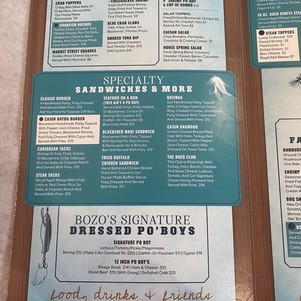 Bozos Too - Menu first inside page - Seafood Near Me - Pascagoula, Mississippi Bozos Too - Menu first inside page - Seafood Near Me - Pascagoula, Mississippi