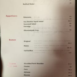 Ramen menu. Sorry for poor photo quality!